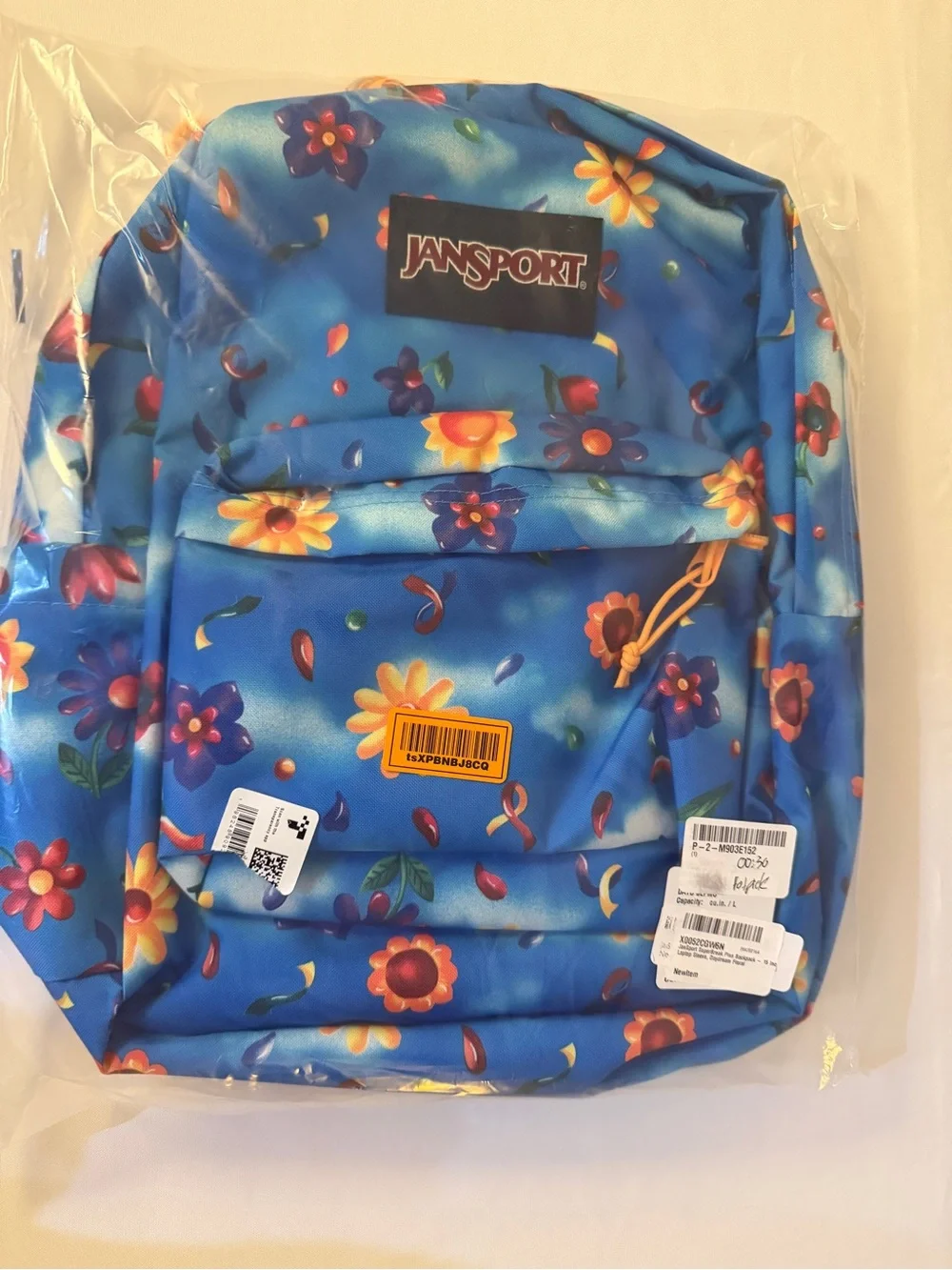 JanSport SuperBreak Blue Floral Backpack NWT School Travel